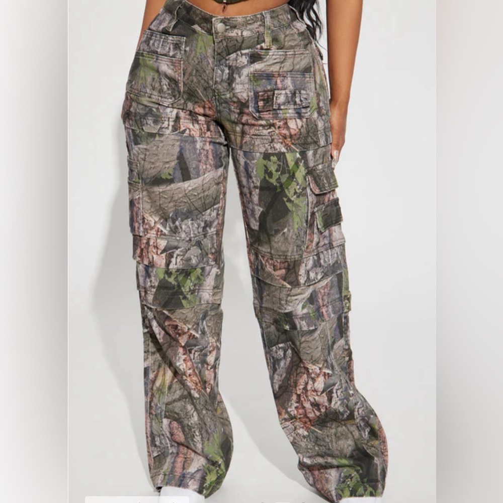 Fashion Nova Green and Brown Boot Cut Jeans